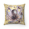 Purple Octopus Papyrus Vintage Map Art Square Pillow Home Decor