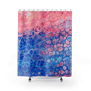 Purple Pink Blue Abstract Ink Art Shower Curtain 71 × 74 Home Decor