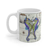 Purple Seahorses Vintage Map Watercolor Mug 11Oz