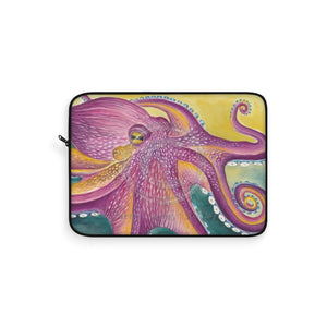 Purple Yellow Green Octopus Kraken Watercolor Art Laptop Sleeve 15