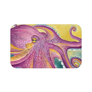 Purple Yellow Octopus Tentacles Watercolor Bath Mat 34 × 21 Home Decor