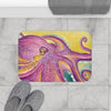 Purple Yellow Octopus Tentacles Watercolor Bath Mat Home Decor