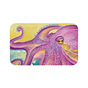 Purple Yellow Octopus Watercolor Art Bath Mat 34 × 21 Home Decor