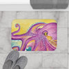 Purple Yellow Octopus Watercolor Art Bath Mat Home Decor
