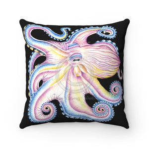 Rainbow Octopus Ink Black Pillow 14 × Home Decor