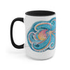 Rainbow Octopus Watercolor Art Two-Tone Coffee Mugs 15Oz / Black Mug