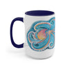 Rainbow Octopus Watercolor Art Two-Tone Coffee Mugs 15Oz / Blue Mug