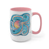 Rainbow Octopus Watercolor Art Two-Tone Coffee Mugs 15Oz / Pink Mug