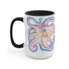 Rainbow Purple Blue Octopus Ink Art Two-Tone Coffee Mugs 15Oz / Black Mug