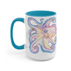 Rainbow Purple Blue Octopus Ink Art Two-Tone Coffee Mugs 15Oz / Light Mug