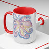 Rainbow Purple Blue Octopus Ink Art Two-Tone Coffee Mugs 15Oz Mug