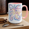 Rainbow Purple Blue Octopus Ink Art Two-Tone Coffee Mugs 15Oz Mug