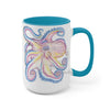 Rainbow Purple Blue Octopus Ink Art Two-Tone Coffee Mugs 15Oz Mug