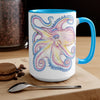 Rainbow Purple Blue Octopus Ink Art Two-Tone Coffee Mugs 15Oz Mug