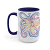 Rainbow Purple Blue Octopus Ink Art Two-Tone Coffee Mugs 15Oz / Mug