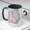 Rainbow Purple Blue Octopus Ink Art Two-Tone Coffee Mugs 15Oz Mug