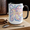 Rainbow Purple Blue Octopus Ink Art Two-Tone Coffee Mugs 15Oz Mug