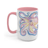 Rainbow Purple Blue Octopus Ink Art Two-Tone Coffee Mugs 15Oz Mug