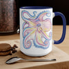 Rainbow Purple Blue Octopus Ink Art Two-Tone Coffee Mugs 15Oz Mug