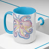 Rainbow Purple Blue Octopus Ink Art Two-Tone Coffee Mugs 15Oz Mug