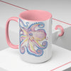 Rainbow Purple Blue Octopus Ink Art Two-Tone Coffee Mugs 15Oz Mug