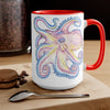 Rainbow Purple Blue Octopus Ink Art Two-Tone Coffee Mugs 15Oz Mug