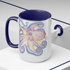 Rainbow Purple Blue Octopus Ink Art Two-Tone Coffee Mugs 15Oz Mug