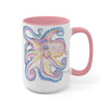 Rainbow Purple Blue Octopus Ink Art Two-Tone Coffee Mugs 15Oz / Pink Mug