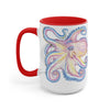 Rainbow Purple Blue Octopus Ink Art Two-Tone Coffee Mugs 15Oz / Red Mug