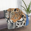 Reclining Jaguar Watercolor Art Tan Sherpa Blanket 60 × 50 Home Decor
