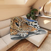 Reclining Jaguar Watercolor Art Tan Sherpa Blanket Home Decor