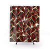 Red Black Leaves Art Watercolor Shower Curtain 71X74 Home Decor