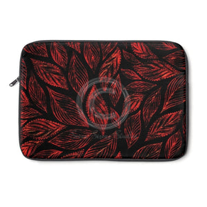 Red Black Leaves Pattern Art Laptop Sleeve 13