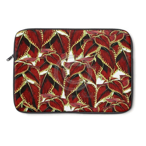 Red Black Leaves Watercolor Laptop Sleeve 13