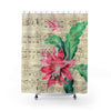 Red Cactus Vintage Music Art Shower Curtain 71 × 74 Home Decor