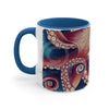Red Coral Reef Octopus Tentacles Detail Watercolor On White Art Accent Coffee Mug 11Oz