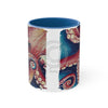 Red Coral Reef Octopus Tentacles Detail Watercolor On White Art Accent Coffee Mug 11Oz Blue /