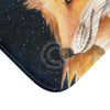 Red Fox Galaxy Watercolor Ink Art Bath Mat Home Decor