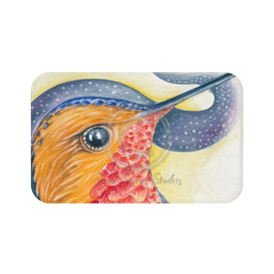 Red Hummingbird Cosmic Stars Watercolor Art Bath Mat 34 × 21 Home Decor