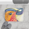 Red Hummingbird Cosmic Stars Watercolor Art Bath Mat Home Decor