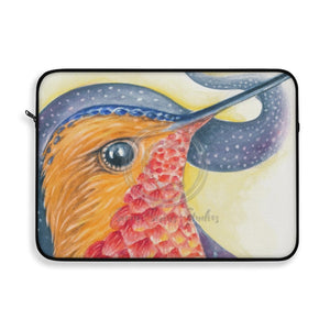 Red Hummingbird Cosmic Stars Watercolor Art Laptop Sleeve 15