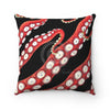 Red Kraken Octopus Tentacles Black Ink White Pillow Home Decor