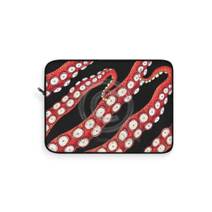 Red Kraken Octopus Tentacles Black Laptop Sleeve 15