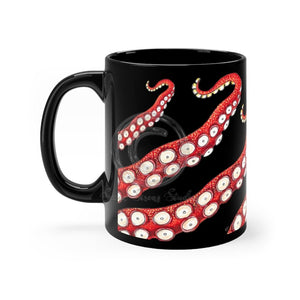 Red Kraken Octopus Tentacles Black Mug 11Oz Mug