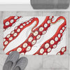 Red Kraken Octopus Tentacles White Ink Bath Mat Home Decor