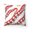 Red Kraken Octopus Tentacles White Ink Pillow Home Decor