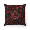 Red Leaves Black Floral Pattern Square Pillow 14X14 Home Decor