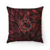 Red Leaves Black Floral Pattern Square Pillow Home Decor