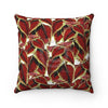 Red Leaves Vintage Floral Pattern Square Pillow 14X14 Home Decor