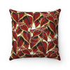 Red Leaves Vintage Floral Pattern Square Pillow Home Decor
